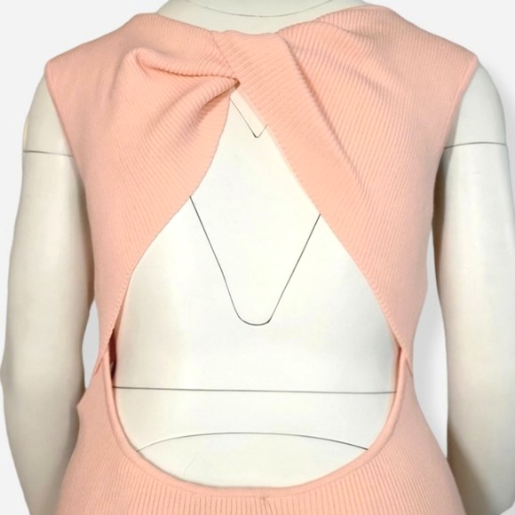 WAYF Gellar Twisted Open Back Midi Sweater Dress Pink - Picture 3 of 6